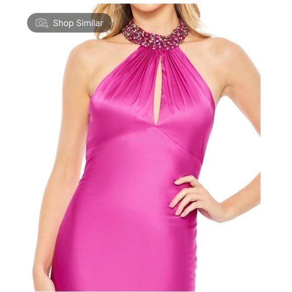 Mac Duggal pink halter keyhole column gown NEW - Picture 4 of 6